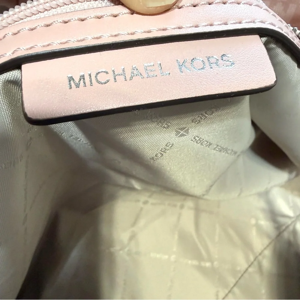 Michael Kors Georgia Large Top Zip Tote Bag Signature Print Canvas Smokey Pink - Picture 12 of 15